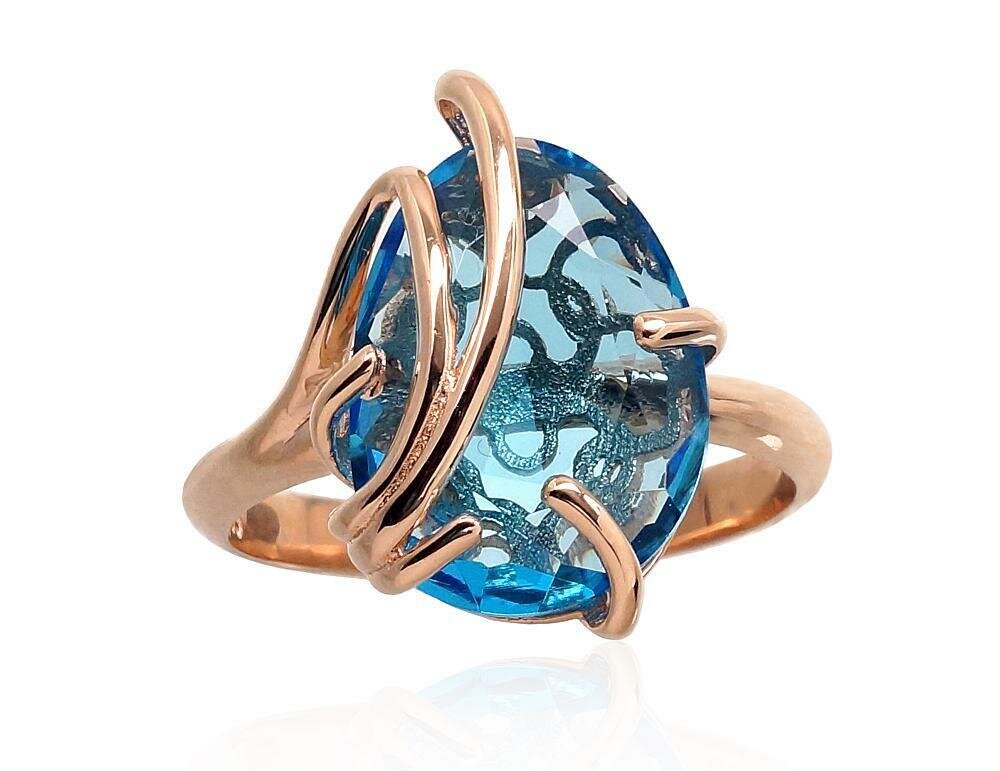 Moteriškas Žiedas, su mėlynu topazu ,modelis ADUM1100915(Au-R)_TZBSN,