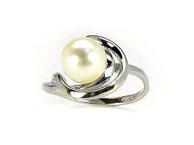 Moteriškas Žiedas, 18 dydis, modelis ADUM#1100047(Au-W)_PE, Baltas Auksas su kultivuoti perlai