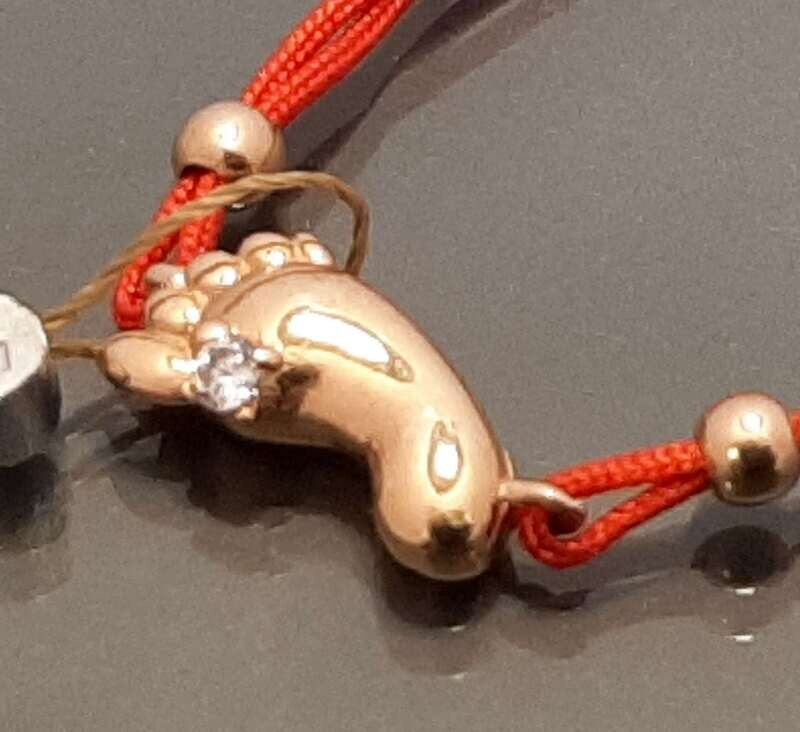 Foot Red Thread Bracelet with Gold