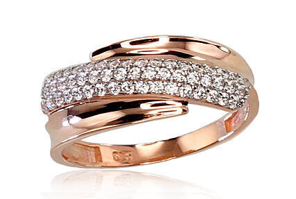 Spindintis moteriškas auksinis žiedas ADUN11100394AuRPRhWCZ