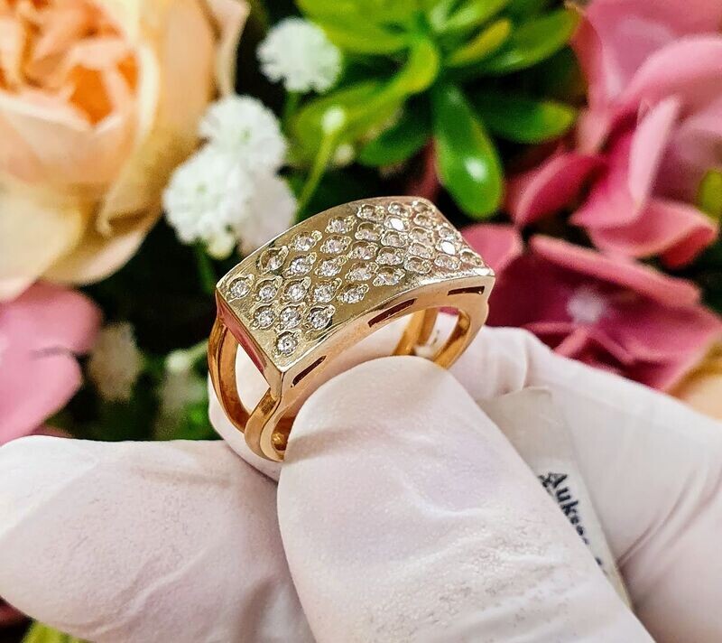 Gold ring with rhinestone eyes ADAD3400069