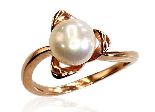 Su kultivuotais perlais auksinis žiedas moterims 17.75 dydis