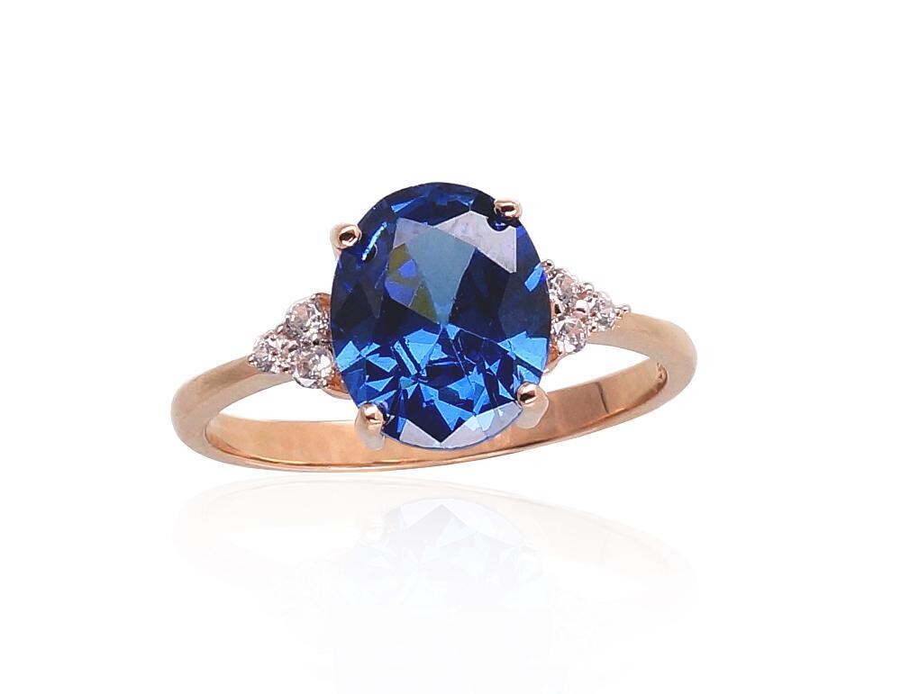 Auksinis žiedas moterims, modelis mėlyna akute ADUN1100916