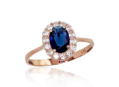 Simpatiškas Auksinis žiedas moterims, mėlyna akute