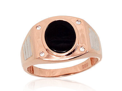 Auksinis vyriškas žiedas su oniksu, įvairūs dydžiai, modelis ADUN1100578AuRPRhWCZON
