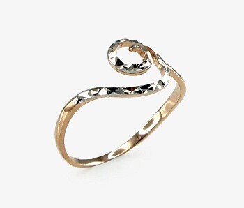 Raudono ir balto aukso žiedas padengtas rodžiu praba 585 moterims Adalas Jewellery