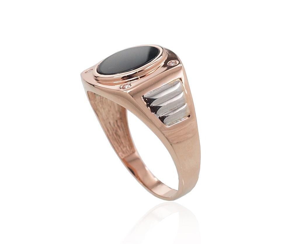 Gold men's ring with onyx, model A1100578A