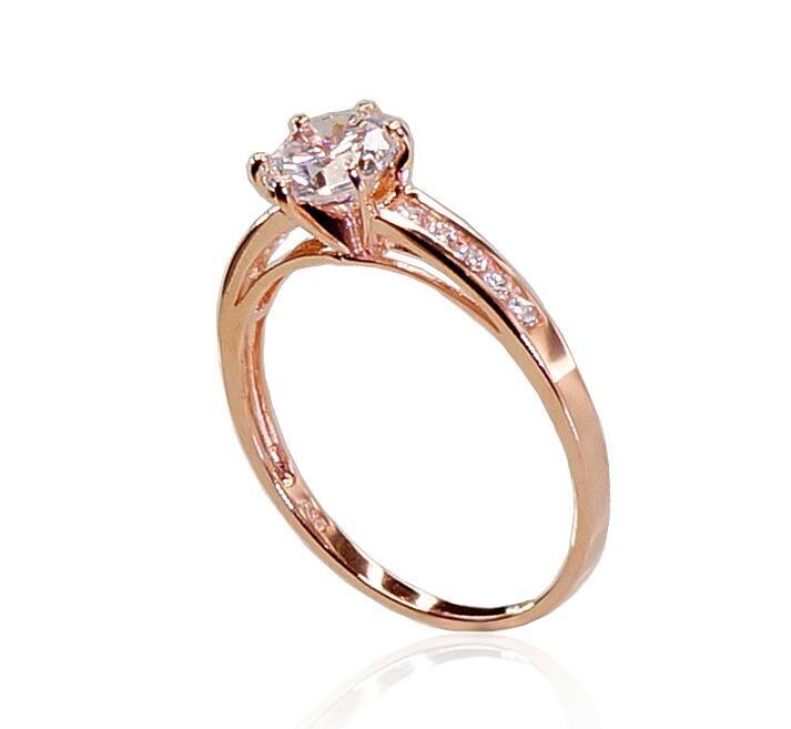 Užburiančiai žėrintis auksinis sužadėtuvių žiedas išrinktająi. moterims Adalas Jewellery, 1100354AURCZ, auksiniai žiedai, sužadėtuvių žiedai