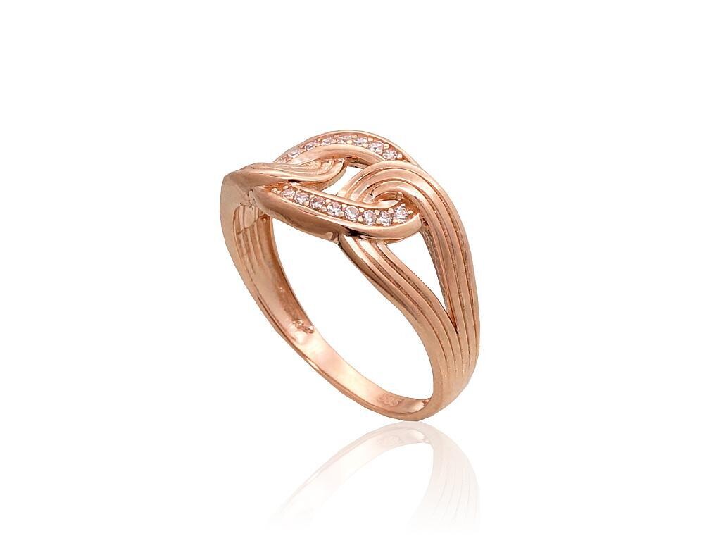 Laimės ratas - raudono 585 prabos aukso žiedas su cirkonio akutėmis moterims Adalas Jewellery