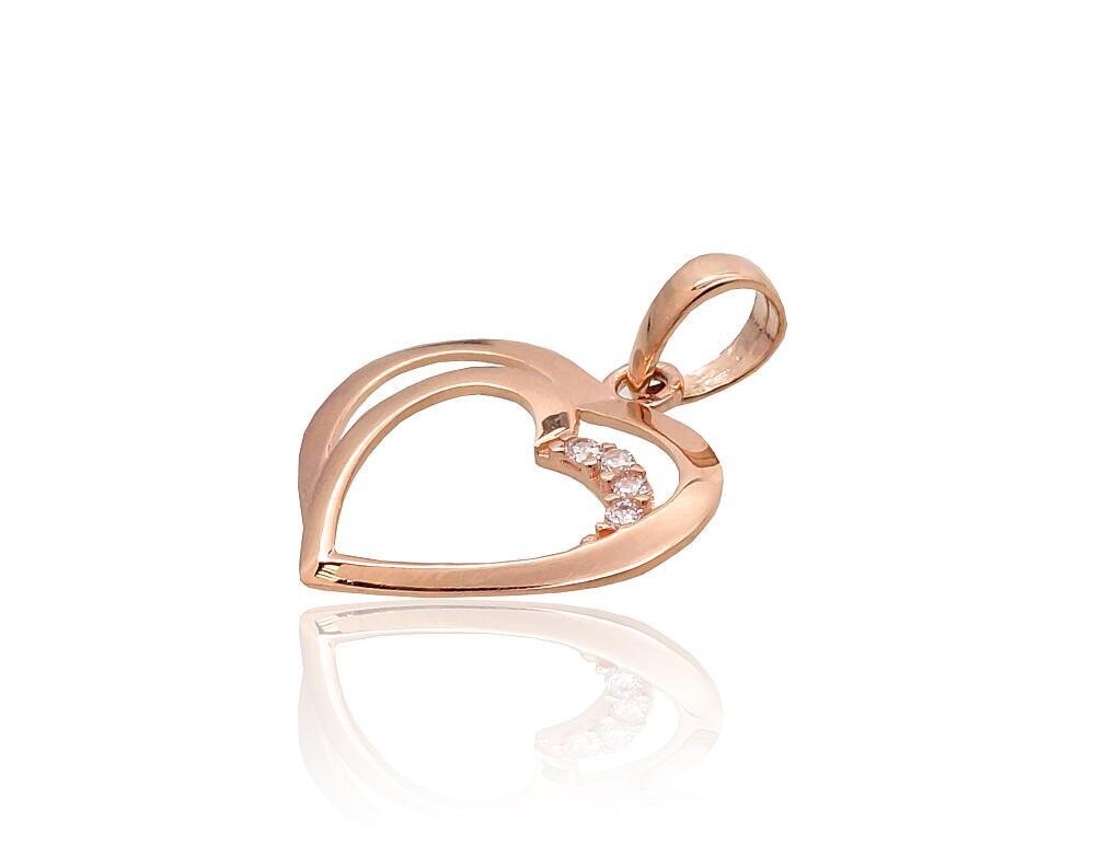 Dvi širdys auksinis pakabukas moterims, praba 585, kaina nuo 92 €