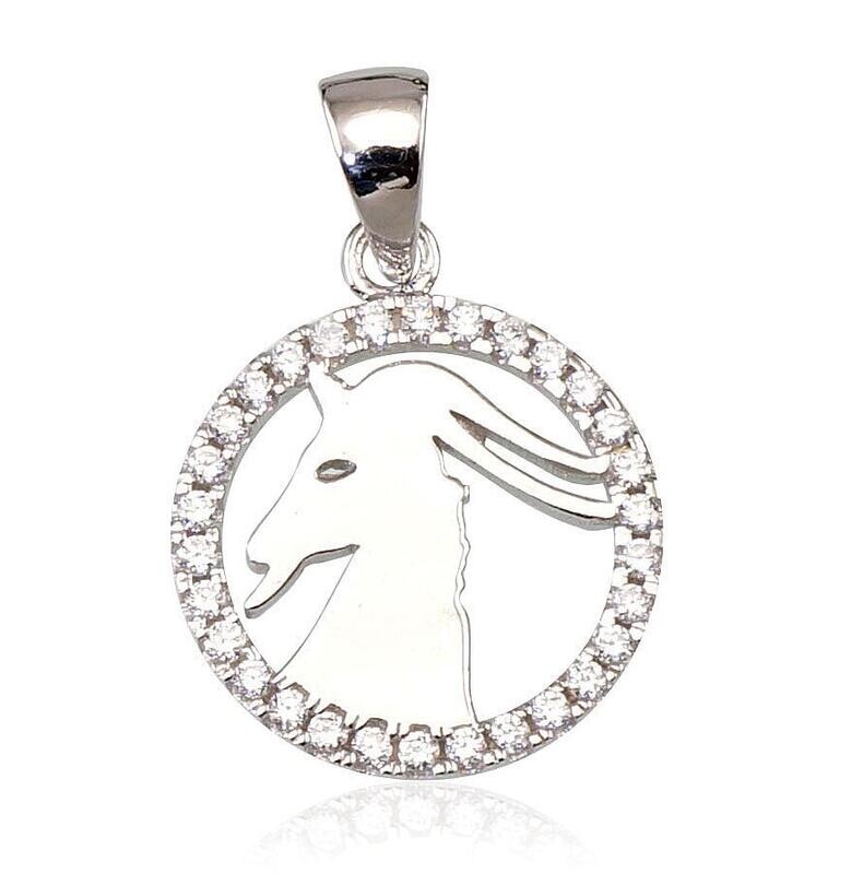 Ožiaragis sidabrinis zodiako ženklas ADUN2300392PRhGrCZ