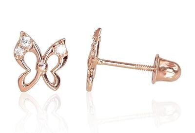 Butterfly Earrings with Screw Clasp A1200996AuRCZ