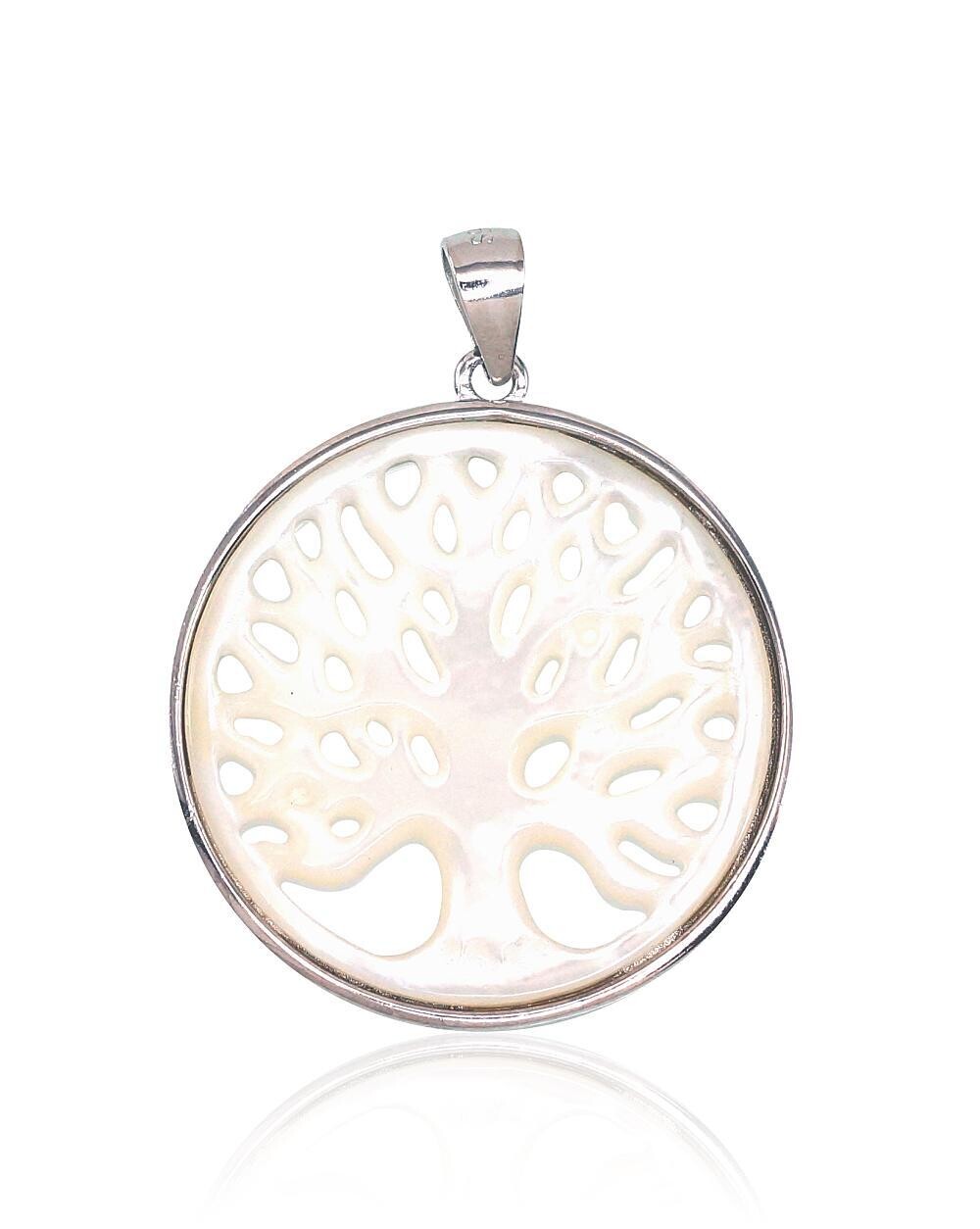 Šonu nufotogravuotas sidabrinis pakabukas simbolizuojantis Gyvybės medį