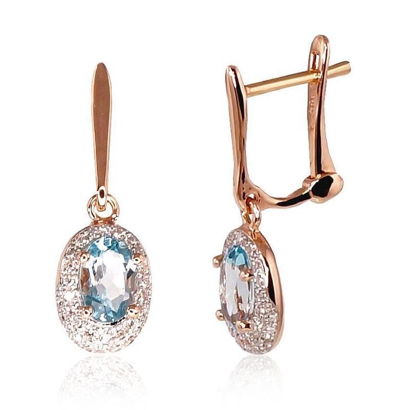 Blue Topaz Mesh Gold earrings with English lever backs A1200392AURPRhWDITZLB
