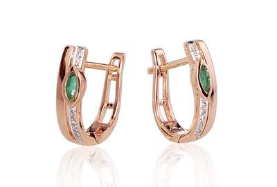 With Emerald and Diamonds Earrings with Lever backs A1200713A