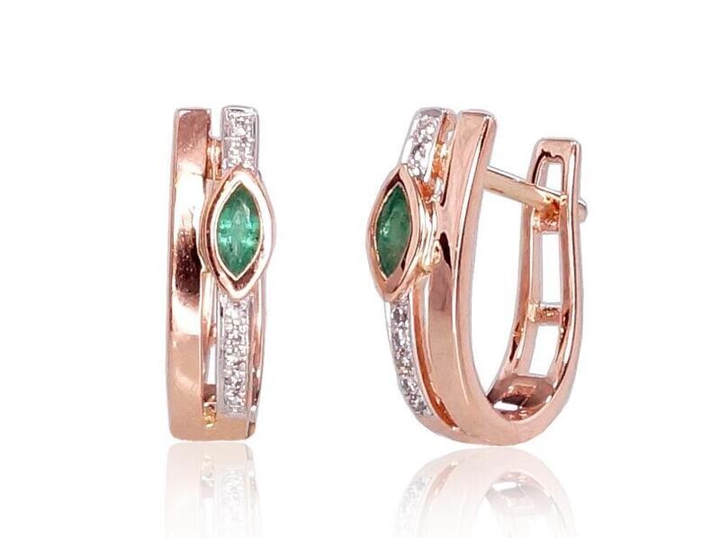 With Emerald and Diamonds Earrings with Lever backs A1200713A