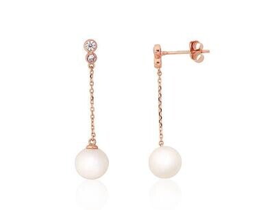Auksiniai auskarai su perlais, perlo akute,, užegsimas įveriami vinukai (adatėlės)