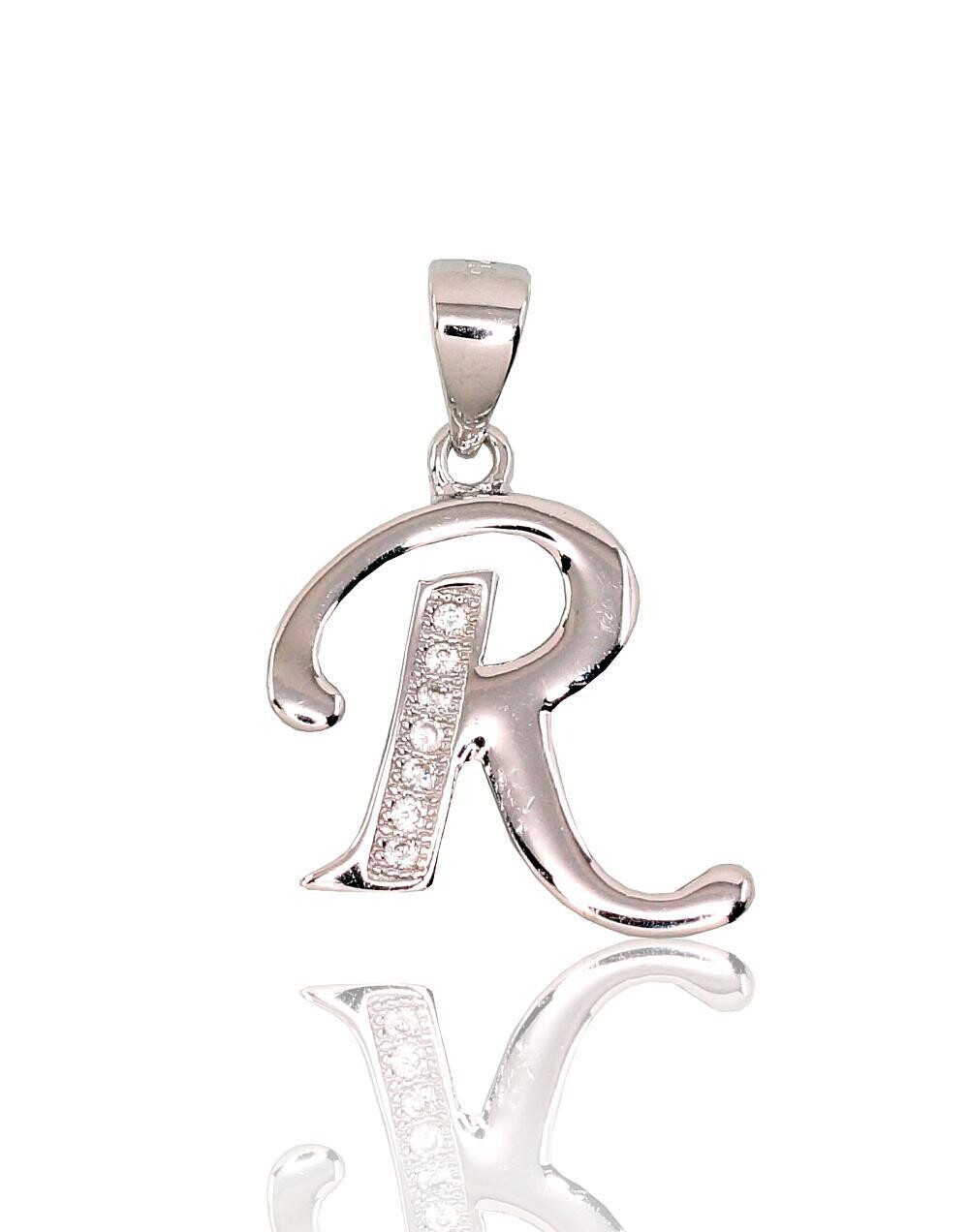 R sidabrinė raidė pakabukas su kilpute