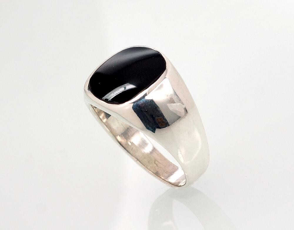 Žiedai, Vyrams, Su akute, Oniksas, metalas Sidabras, praba 925, modelis 2101353_ON