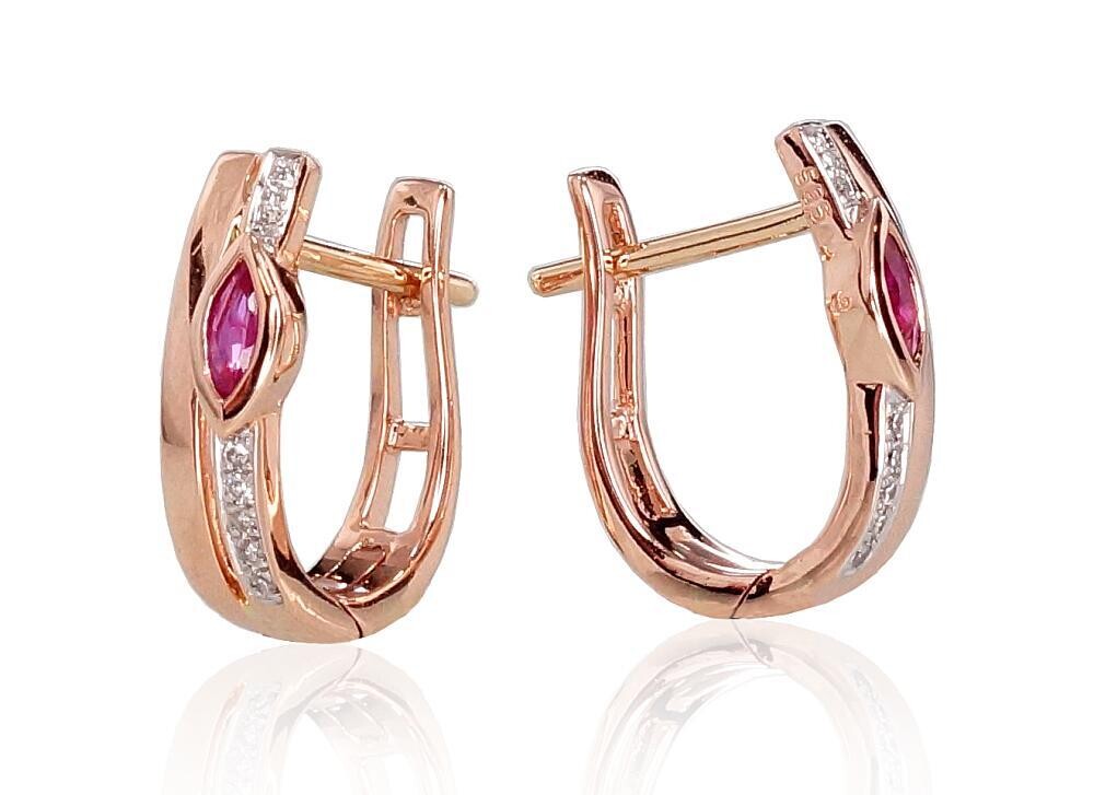 Gold earrings with Lever backs A1200713AuRPRhWDIRB