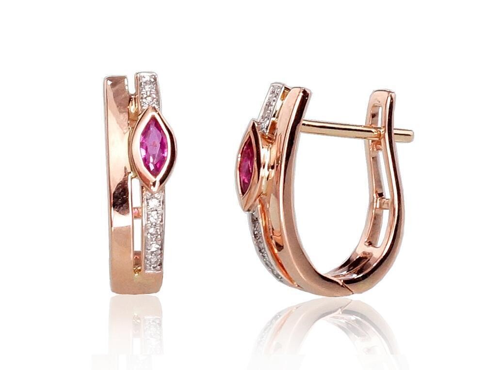 Gold earrings with Lever backs A1200713AuRPRhWDIRB