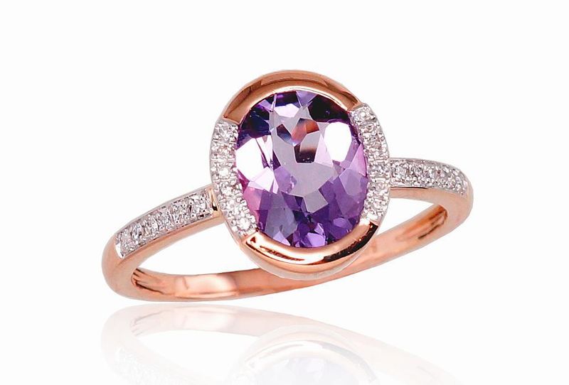 With Gemstone Gold Ring A1100523AuRPRhWDIAM With Gemstone Gold Ring A1100523AuRPRhWDIAM