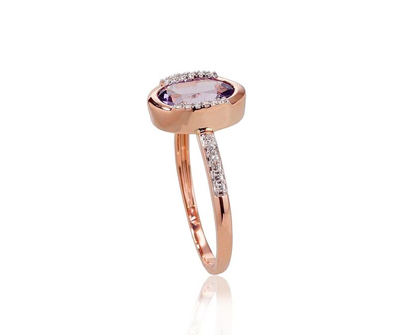 With Gemstone Gold Ring A1100523AuRPRhWDIAM