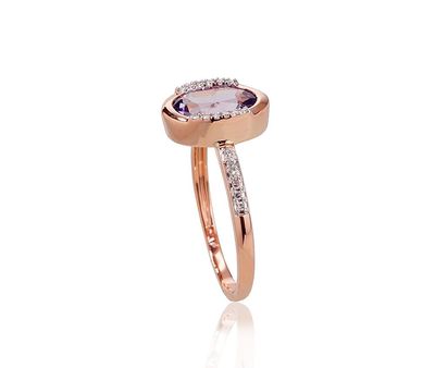 With Gemstone Gold Ring A1100523AuRPRhWDIAM