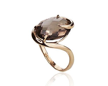 Žiedai, Moterims, Su akute, Cirkonai, Dulsvas kvarcas, metalas Auksas, praba 585, modelis 1100023(A…