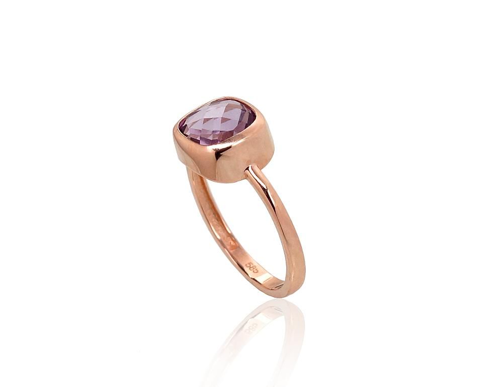 Žiedai, Moterims, Su akute, Ametistas, metalas Auksas, praba 585, modelis 1100913(Au-R)_AM
