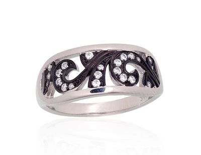 Silver Ring A2101971PRhGrPRhBkCZ