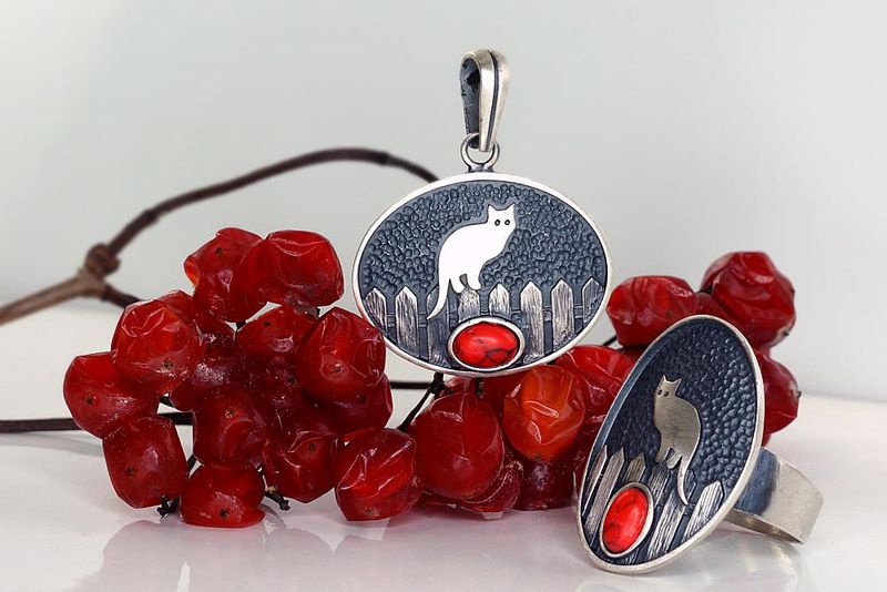 Luxury Silver Pendant A2301800MattPOxMattBkCOX