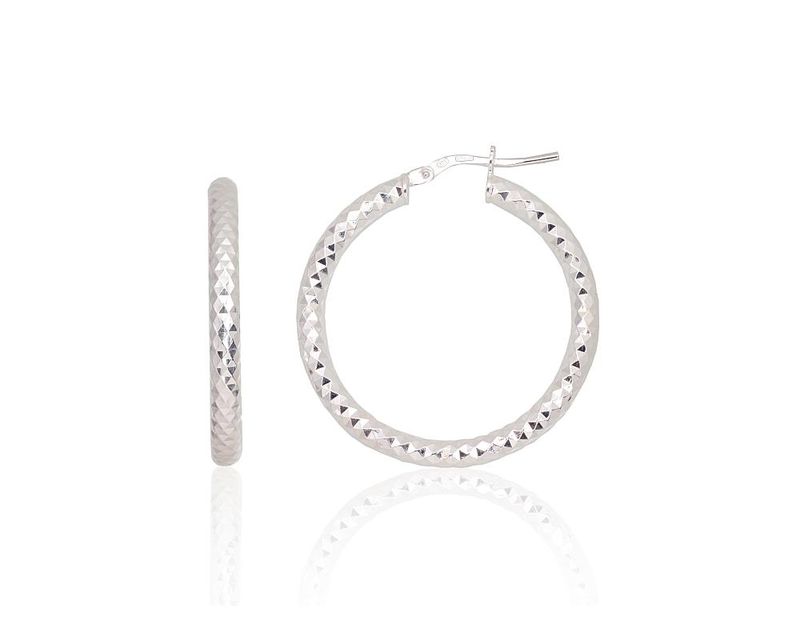 Sidabrinai Auskarai Rinkutės, rinkės, apvalūs Auskarai moterims, su raštų, skersmuo 32 mm,  kaina 15 €