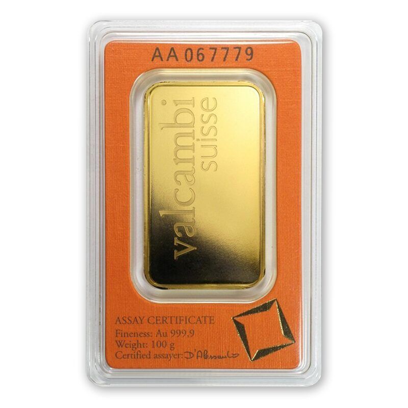 Gold bar 100 g. Valcambi!