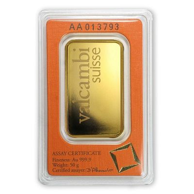 Goldbarren 50 g. Valcambi!