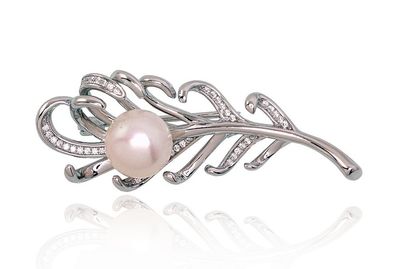 Silver brooch A2920176PRhGrCZPE Silver brooch A2920176PRhGrCZPE