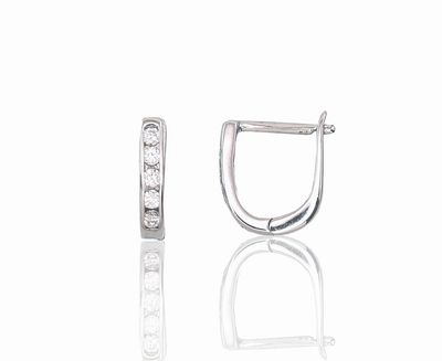 Silver Earrings with English Clasp A2202950PRhGrCZ Silver Earrings with English Clasp A2202950PRhGrCZ