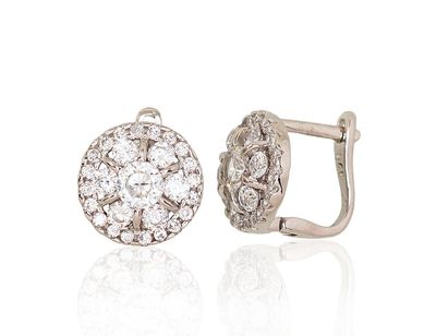 Silver Earrings English Clasp A2203113PRhGrCZ Silver Earrings English Clasp A2203113PRhGrCZ