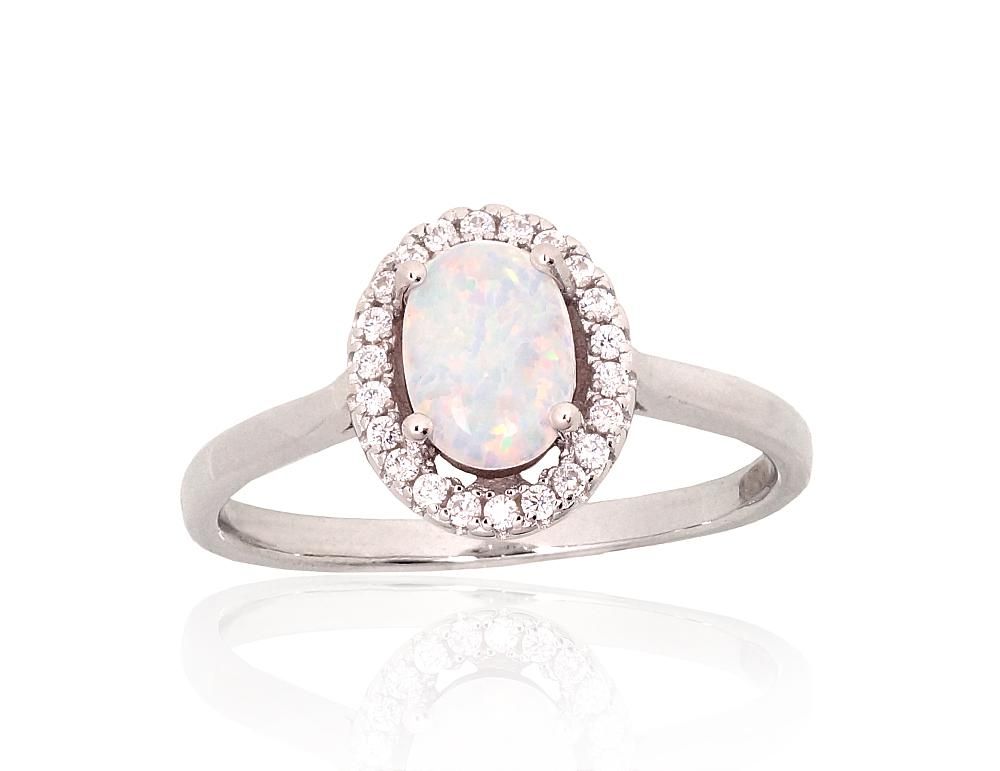 Silver ring A2101933PRhGrCZOPW Silver 925° Rhodium Plating Zirkons  Opalit  Women