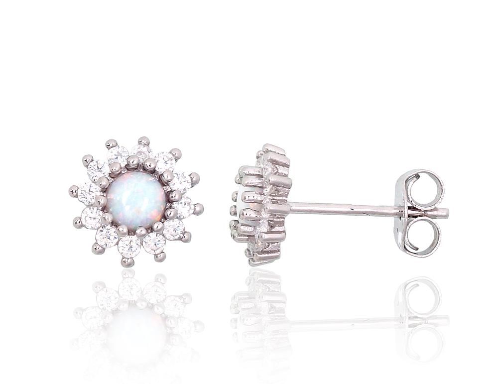 Silver stud earrings A2204142PRhGrCZOPW Silver 925° Rhodium Plating Zirkons  Opalit  stud
