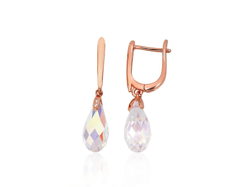 Silver earrings with &#39;english&#39; lock A2204314PAuRCZCZMIXW Silver 925° red gold Plating Zirkons  &quot;English&quot; lock