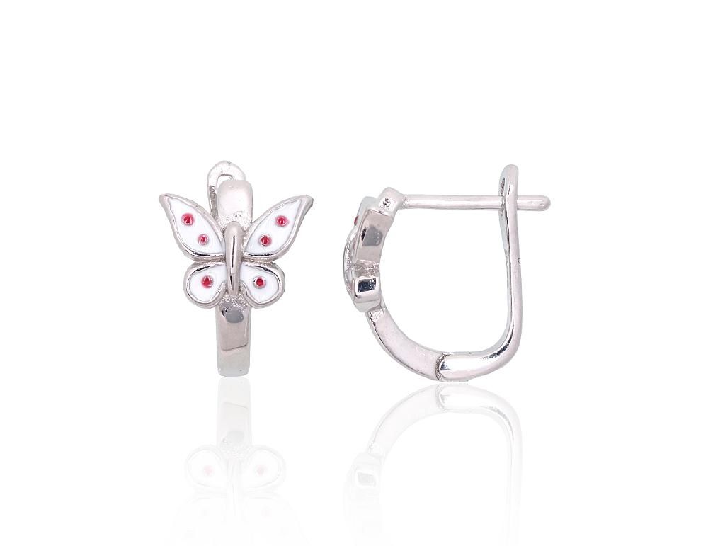 Silver earrings with &#39;english&#39; lock A2204094PRhGrMLWMLR Silver 925° Rhodium Plating Jewelery enamel  &quot;English&quot; lock