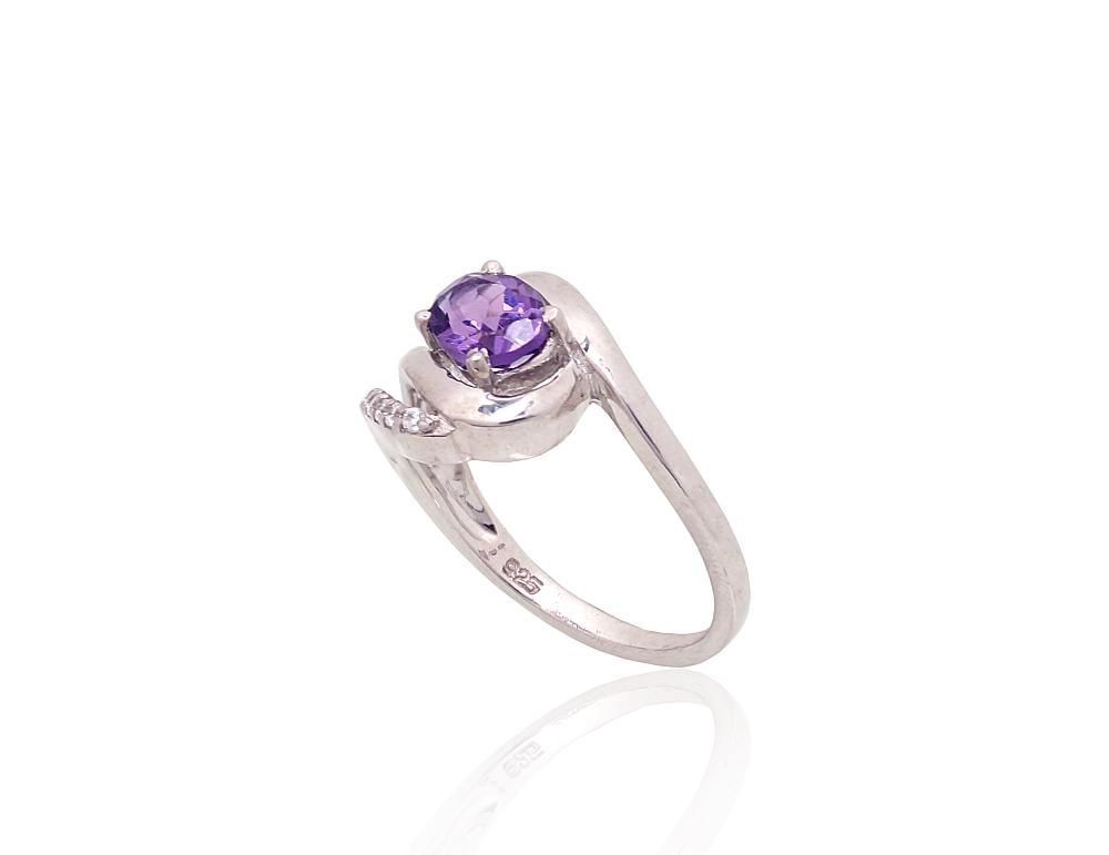 Silver ring A2101920PRhGrCZAM Silver 925° Rhodium Plating Zirkons  Amethyst  &quot;Orio&quot;  collection