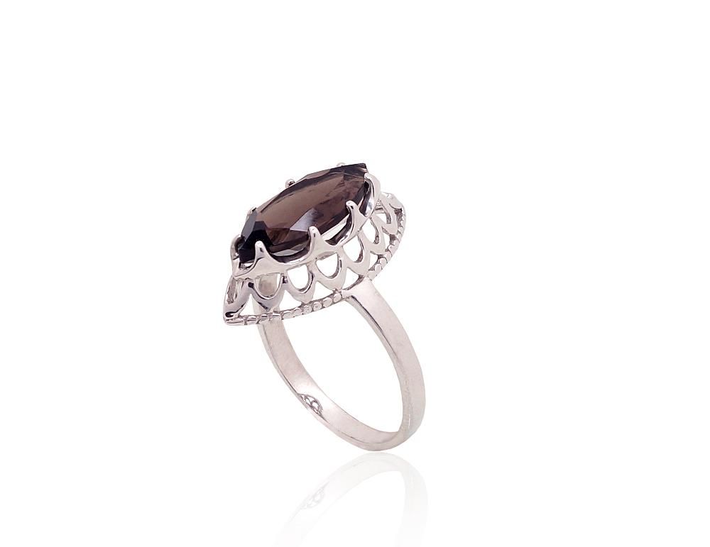Silver ring A2101886PRhGrKZSM Silver 925° Rhodium Plating Smoky Quarz  &quot;Orio&quot;  collection