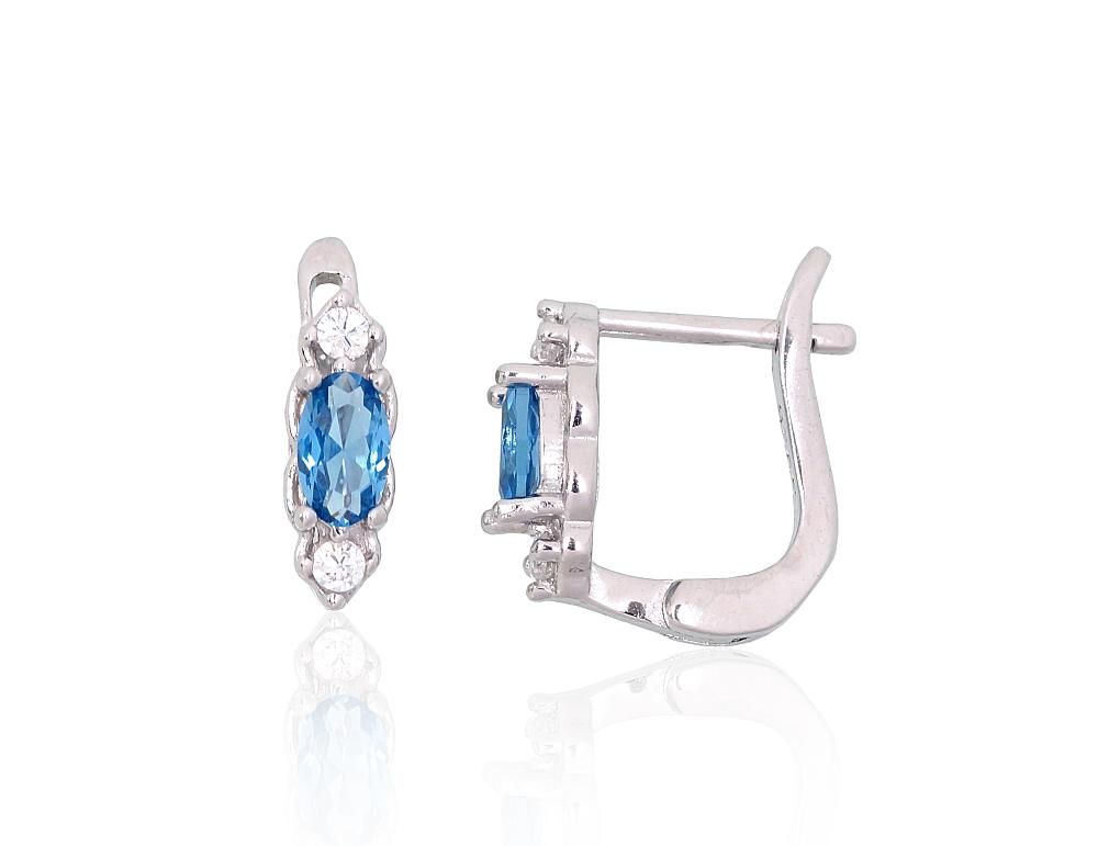 Silver earrings with &#39;english&#39; lock A2204112PRhGrCZCZLB Silver 925° Rhodium Plating Zirkons  &quot;English&quot; lock