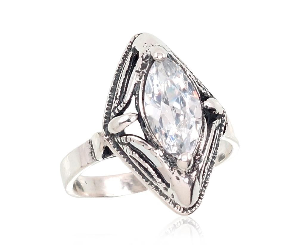 Silver ring A2101413POxBkCZ Silver 925° oxide Plating Zirkons  Women