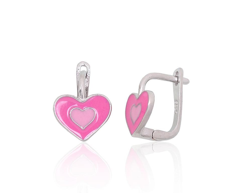 Silver earrings with &#39;english&#39; lock A2204099PRhGrMLPIMLLPI Silver 925° Rhodium Plating Jewelery enamel  &quot;English&quot; lock