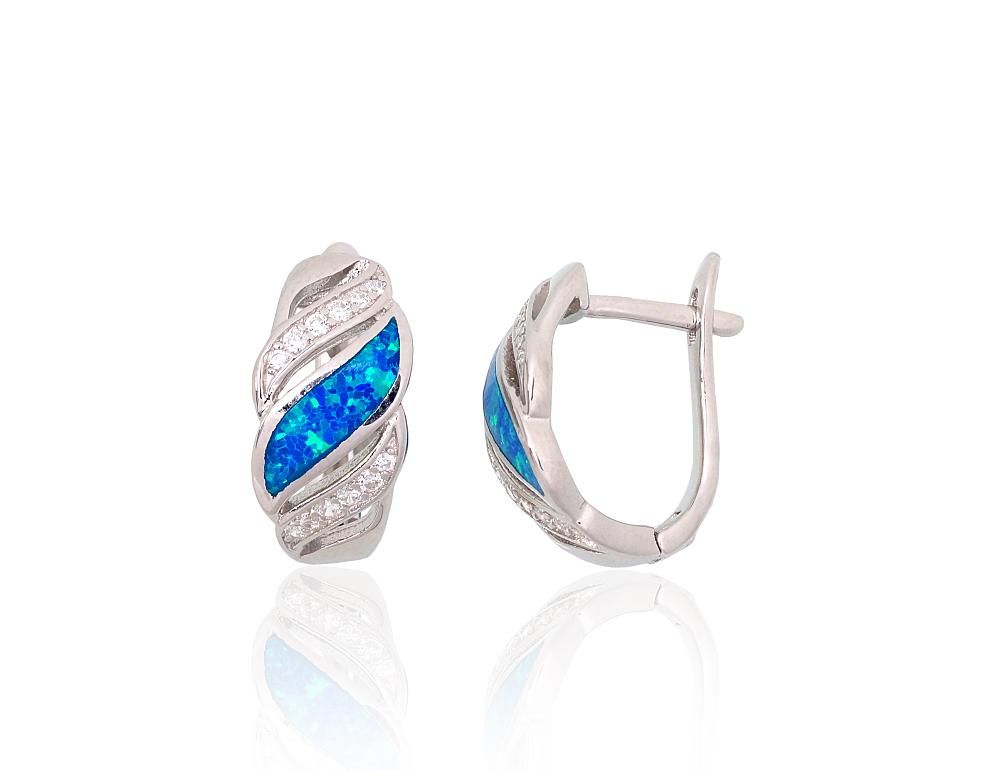Silver stud earrings A2204146PRhGrCZOPB Silver 925° Rhodium Plating Zirkons  Opalit  stud