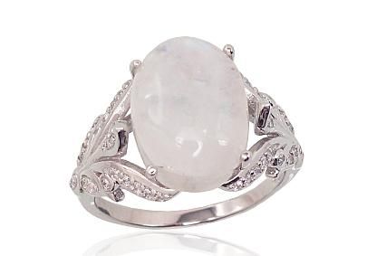 Silver ring A2100655PRhGrCZMS Silver 925° Rhodium Plating Zirkons  Moonstone  &quot;Orio&quot;  collection