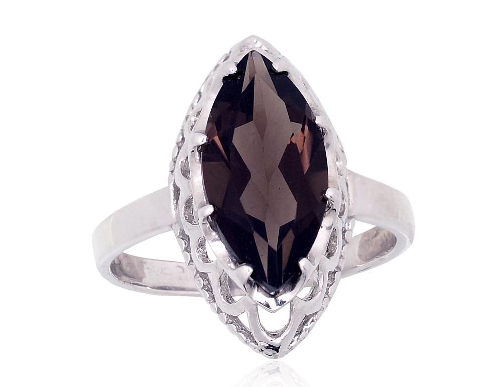 Silver ring A2101886PRhGrKZSM Silver 925° Rhodium Plating Smoky Quarz  &quot;Orio&quot;  collection